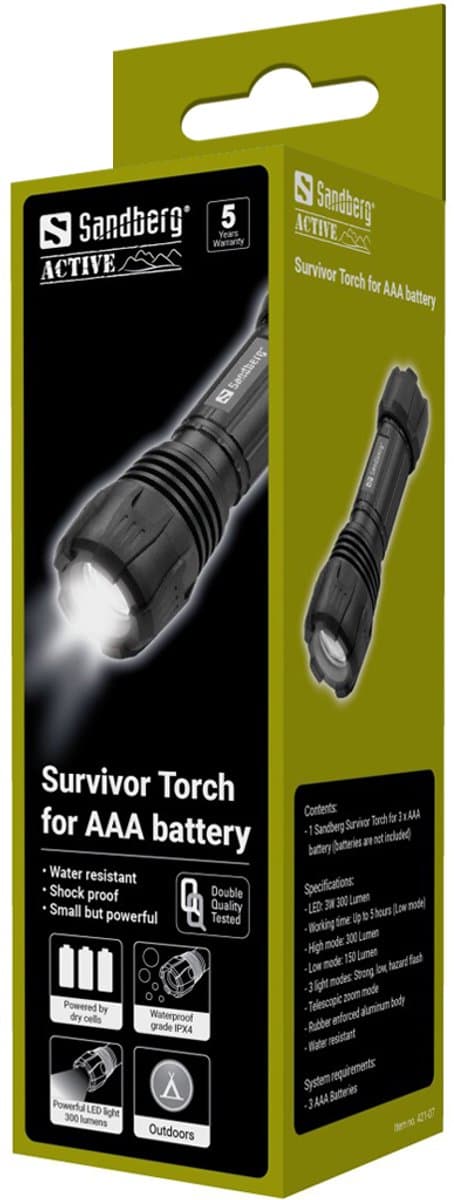 Sandberg - Survivor - Zaklamp -AAA batterij