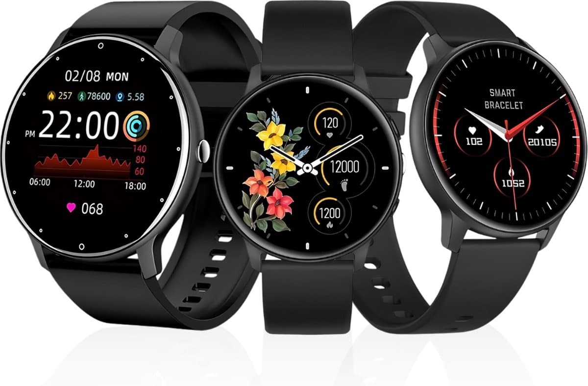 DutchWanted - PowerForce Smartwatch - 46mm - Voor Dames en Heren - Stappenteller - Slaapmeter - IOS en Android - Zwart