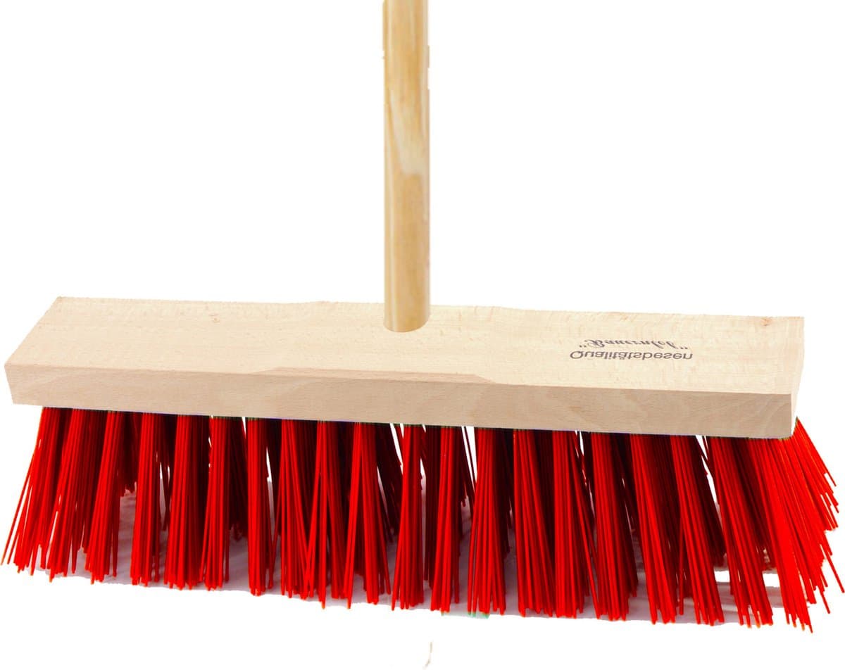 Sorex Bezem buiten - 40 cm - rood - steel 150 cm - harde bezem - straatbezem