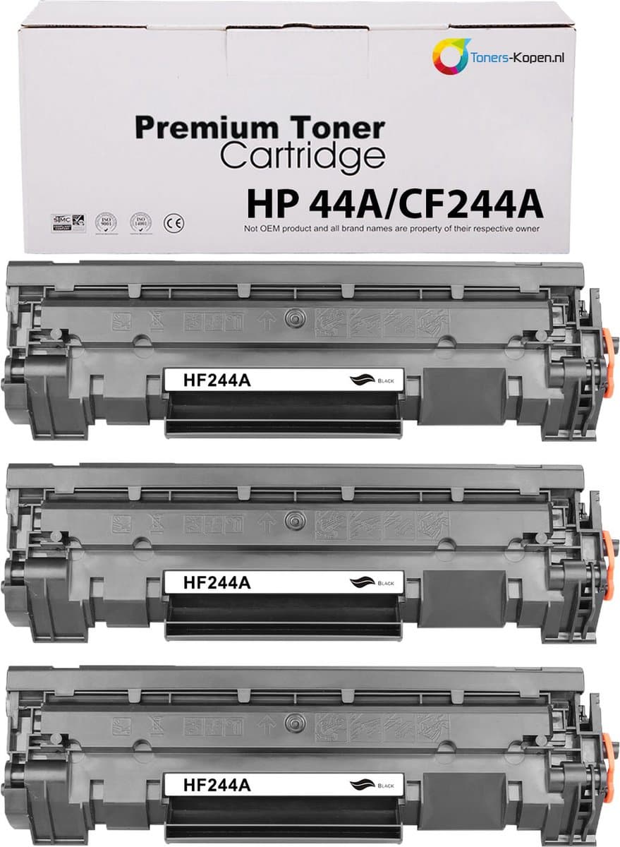 HP 44A CF244A Toner Set 3x Zwart - 3000 Pagina's - Huismerk Compatible - LaserJet Pro M15 M15a M15w M17 M28 M28a M28w - CF244A compatible CF244A alternatief - HP toner - 44a toner