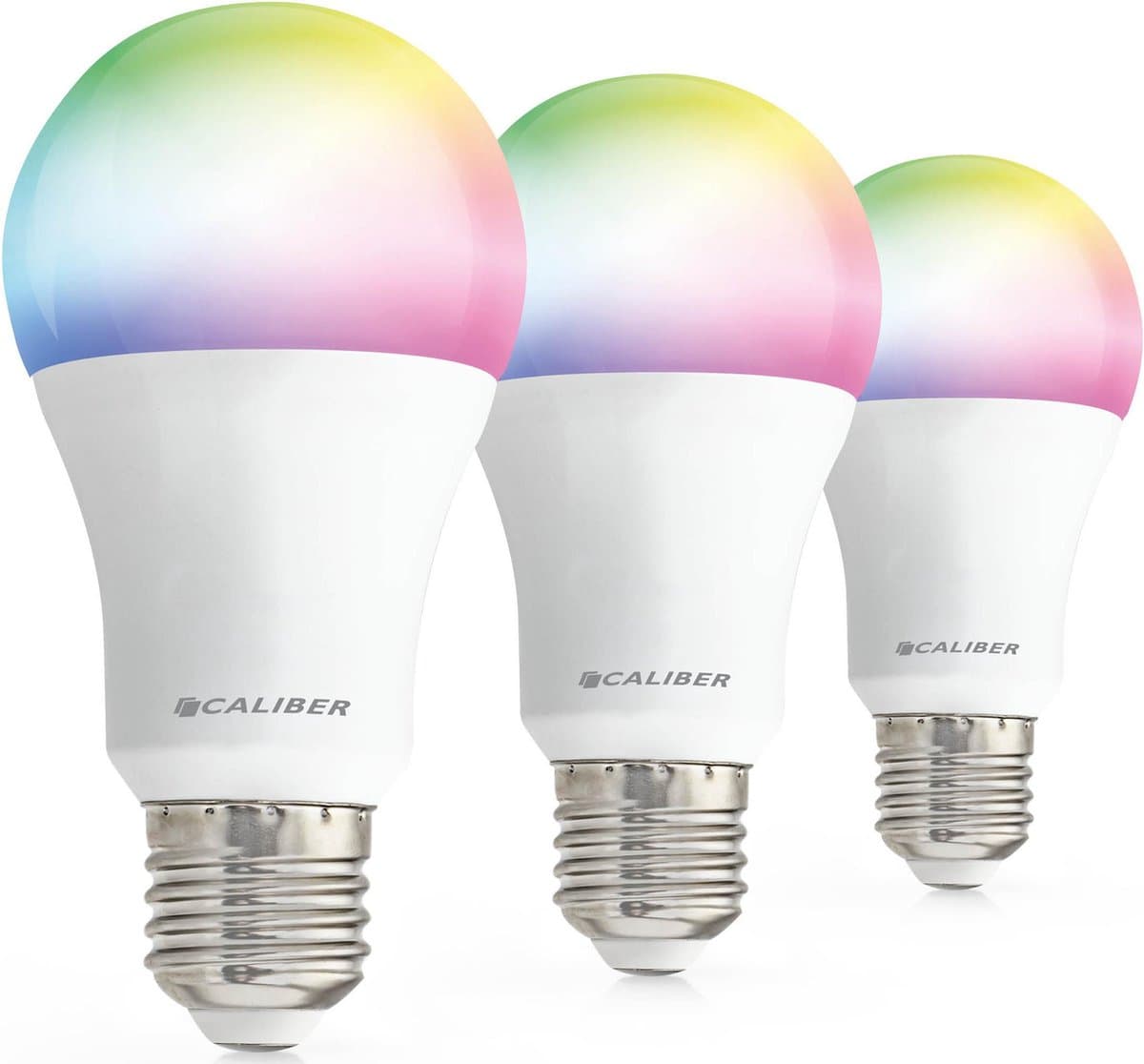 Caliber Smart Lamp E27 - Slimme Lamp RGB en Warm Wit - Set van 3 - Slimme verlichting - LED Lamp Ledlamp - Dimbaar - Tuya Smart (HBT-E27-3PACK)