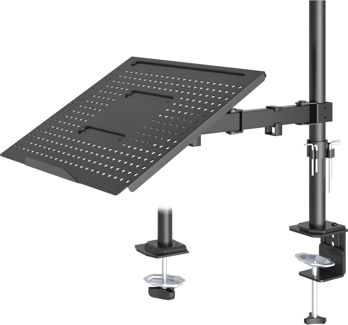 Ergonomische Monitorarm met Laptoplade voor 13-32 inch Schermen - Volledig Verstelbaar met 2 Montageopties