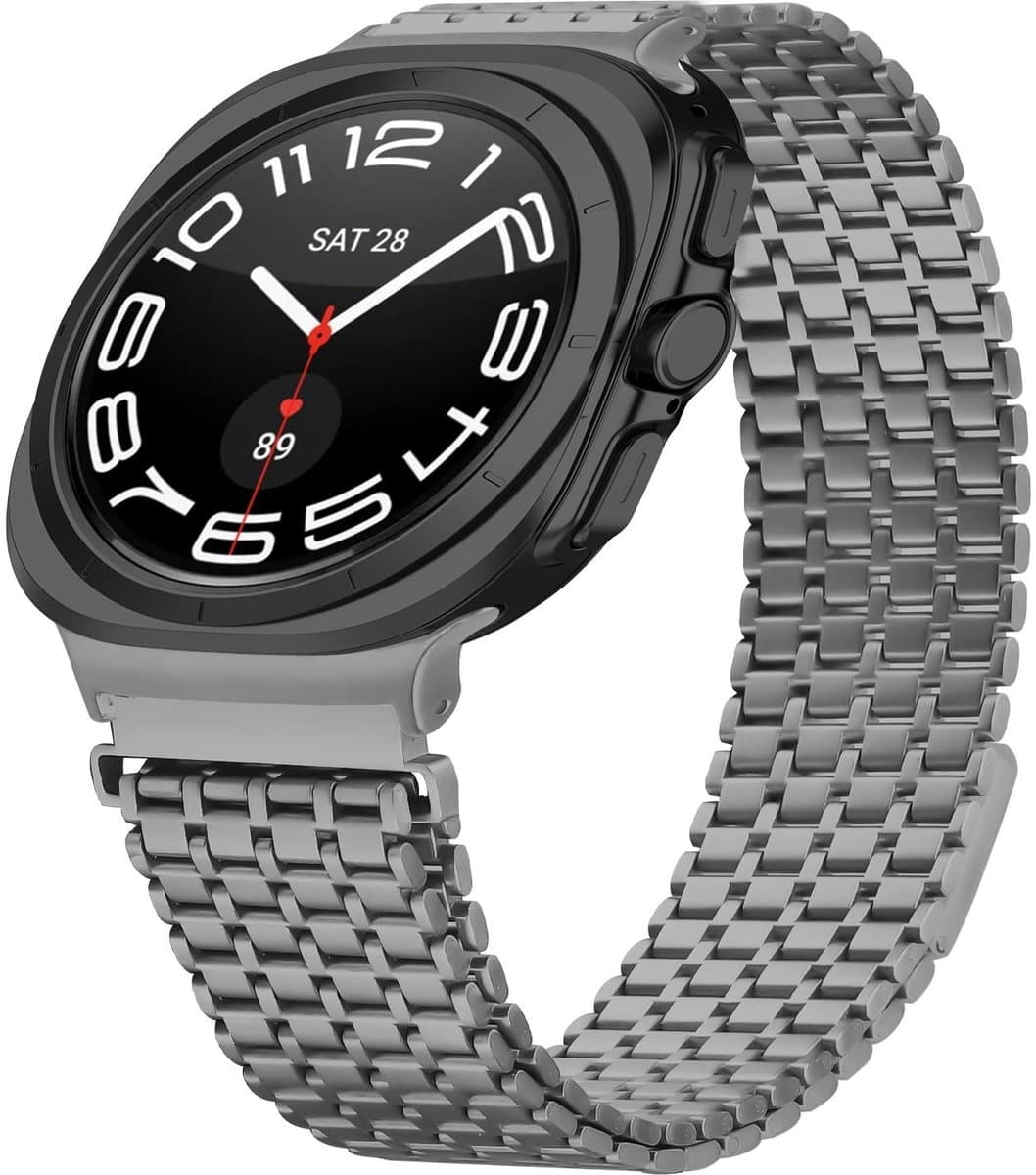Luxe Milanees bandje - geschikt voor Samsung Galaxy Watch Ultra (47mm) / Ultra 2025 (47mm) - Milanese met magneet sluiting - titanium