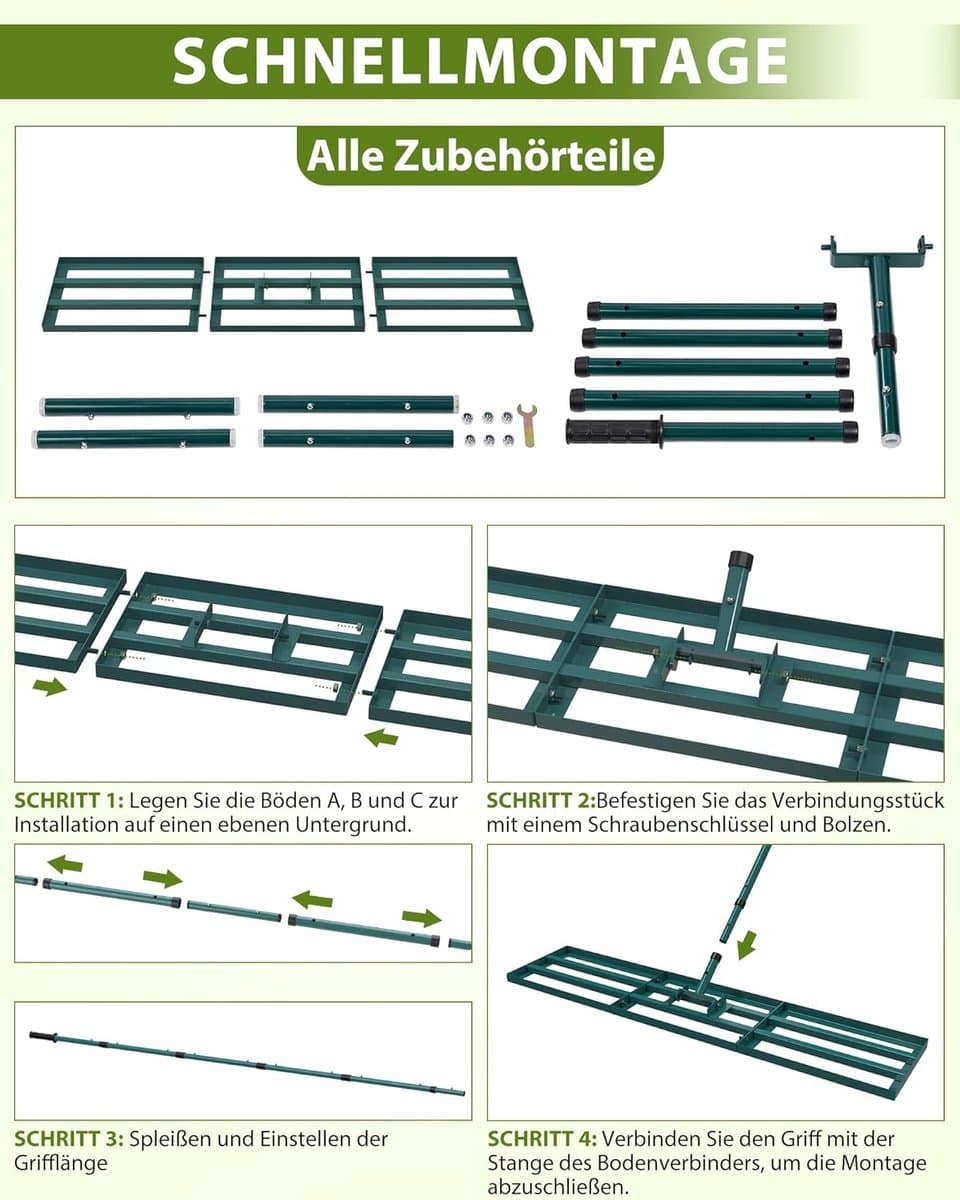 Lexium Gazonrakel - Grasrakel - Tuinrakel - Egaliseerrakel - Topdressing - Zand verdelen - Tuinieren - Gazon egaliseren - RVS - Ergonomisch