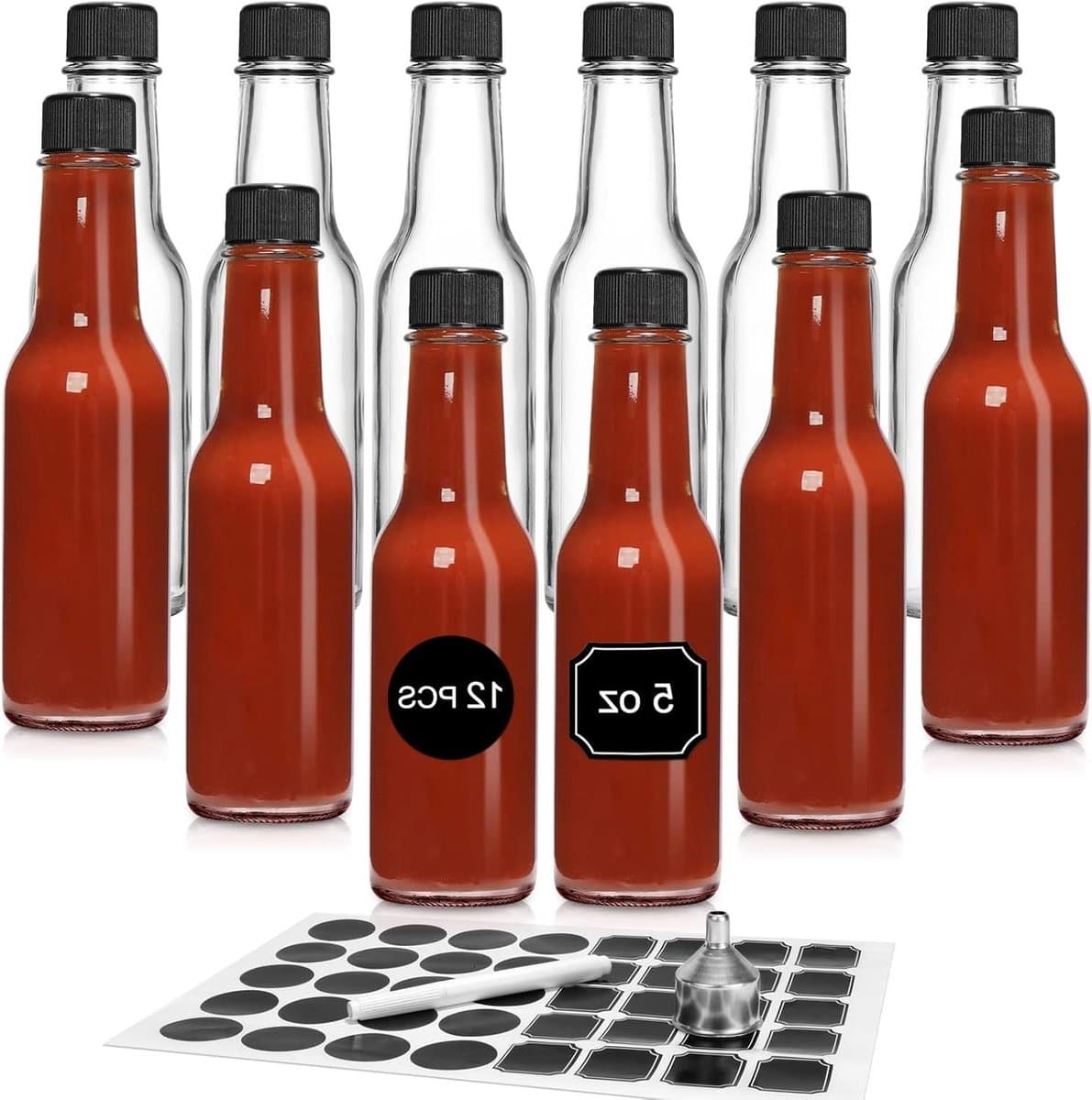 12 stuks glazen flessen 150 ml met lekvrije schroefdop voor hete saus - Keuken & thuis brouwen - Wijn & sap maken