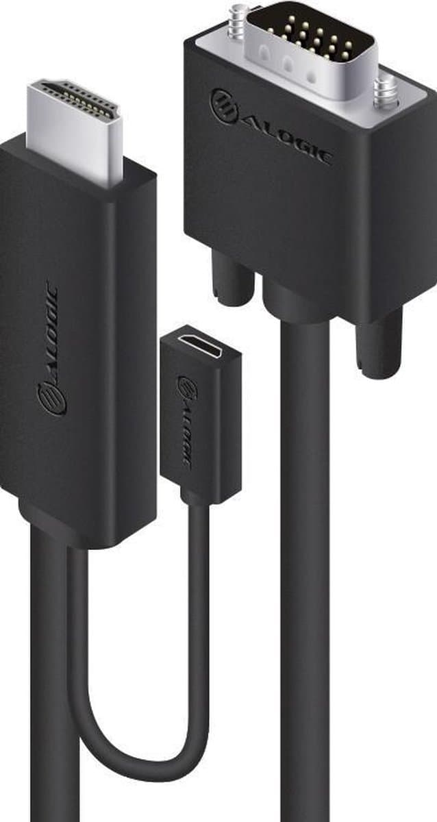 ALOGIC HDVG-MM-02 tussenstuk voor kabels HDMI + Micro USB VGA Zwart