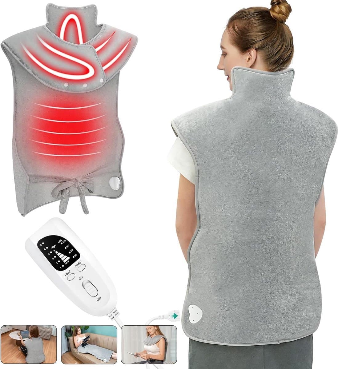 Verwarmingskussen met Machinewasbare Hoes en Meerdere Temperatuurniveaus - Draadloos Oplaadbaar - Ontspannend en Comfortabel Warmtekussen - Ideaal voor Pijnverlichting en Ontspanning - 17033338031