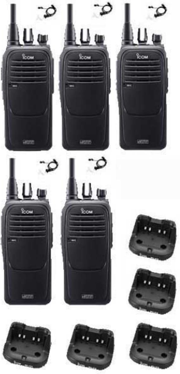 Set van 5 Icom IC-F29DR3 Digitaal portofoons met beveiliging headsets