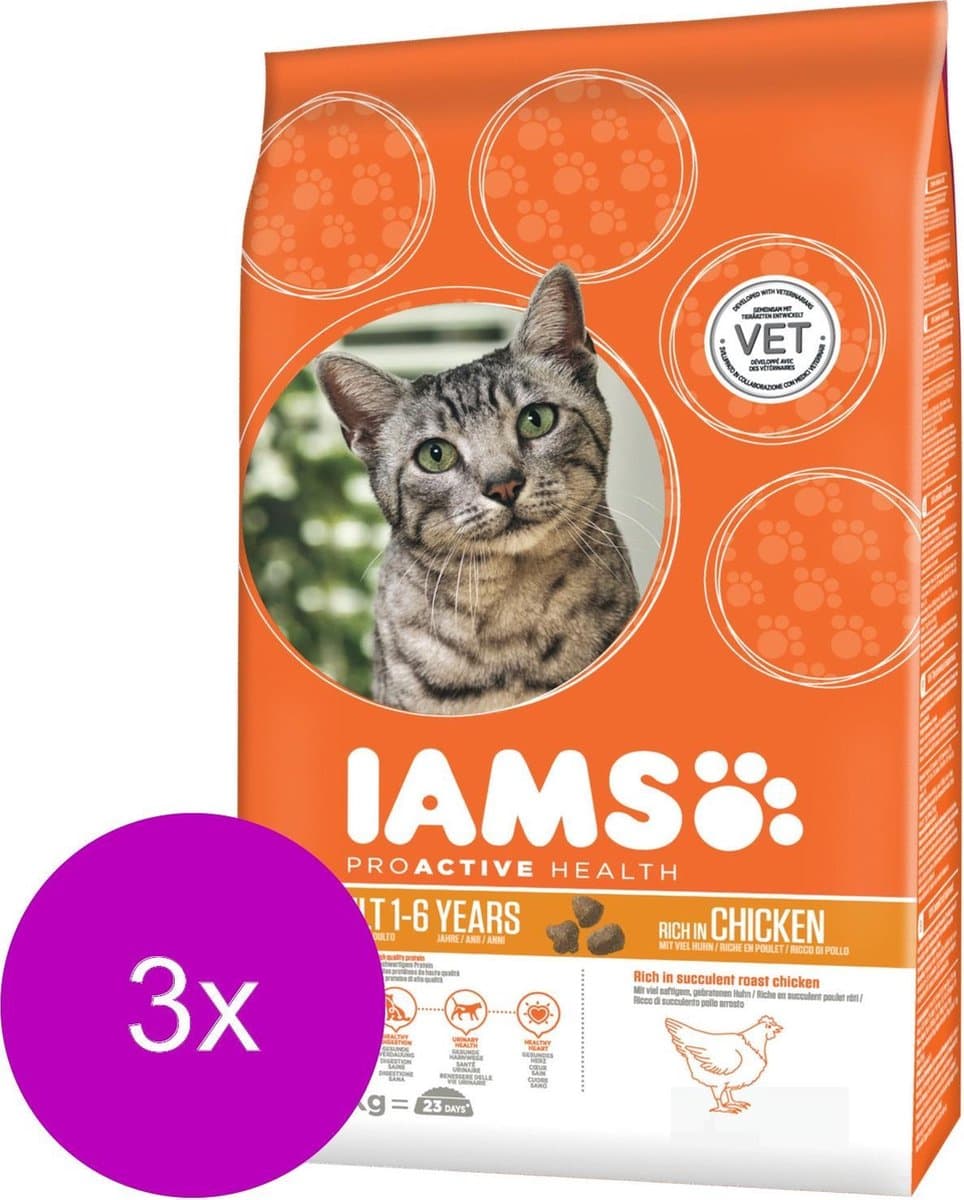 Iams Cat Adult Lam - Kattenvoer - 3 x 1.5 kg