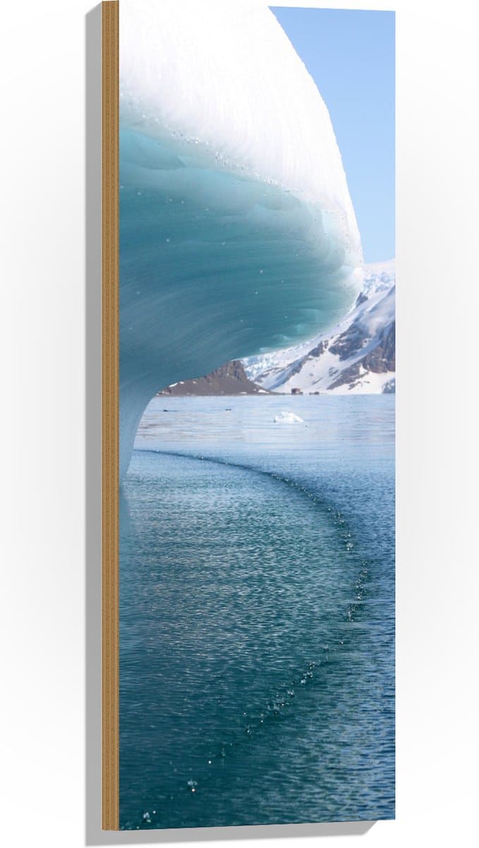Hout - IJsbergen boven het Water - 30x90 cm - 9 mm dik - Foto op Hout (Met Ophangsysteem)