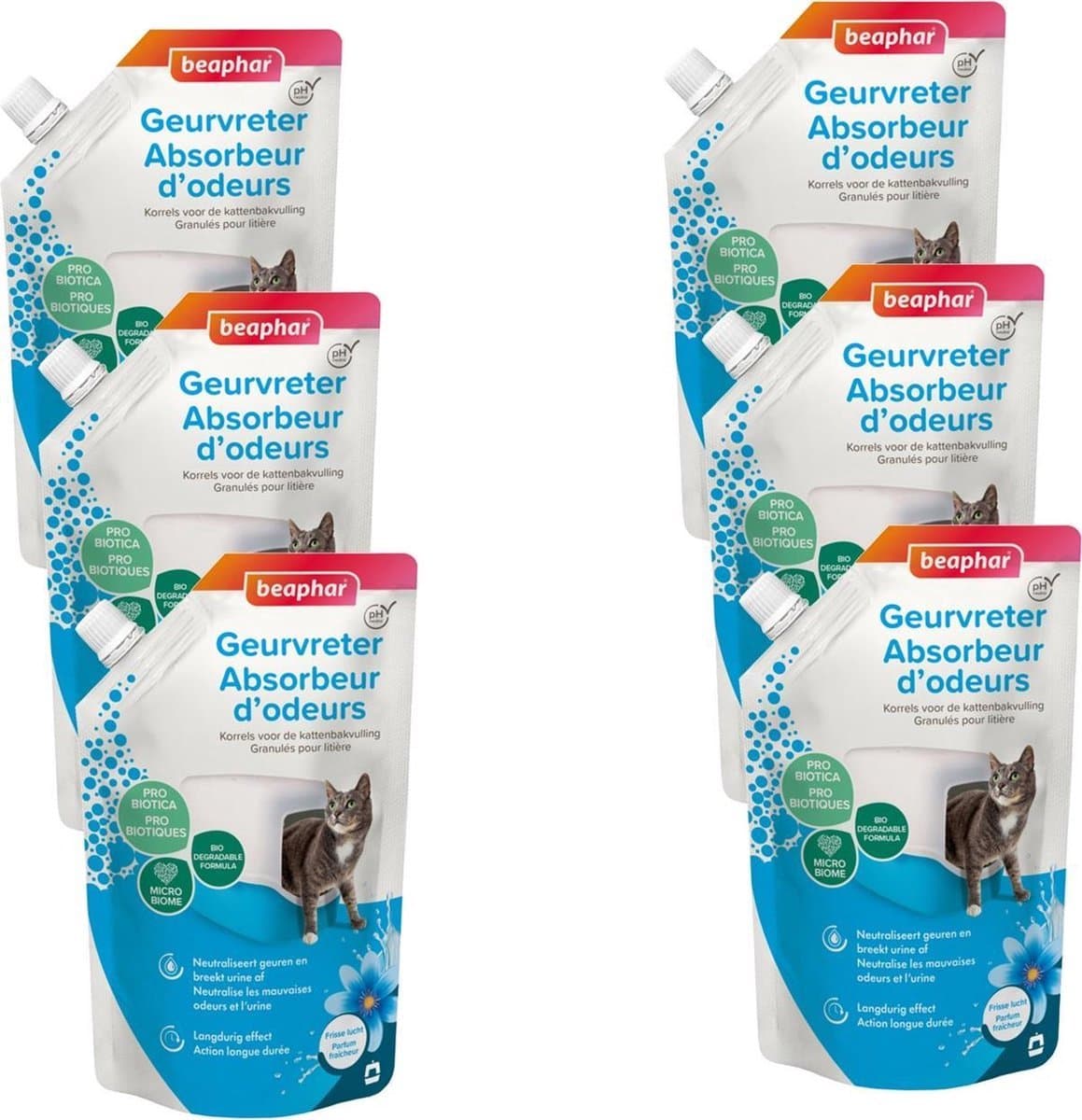 6x Beaphar Geurvreter Kattenbakreiniging - 400g