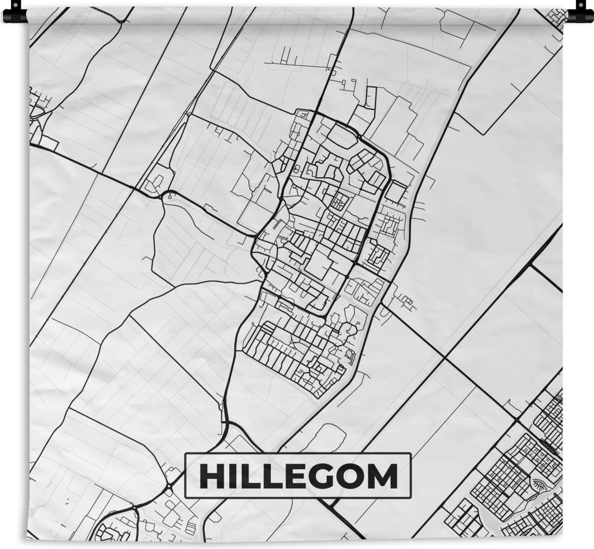 Wandkleed - Wanddoek - Plattegrond - Hillegom - Stadskaart - Kaart - 120x120 cm - Wandtapijt