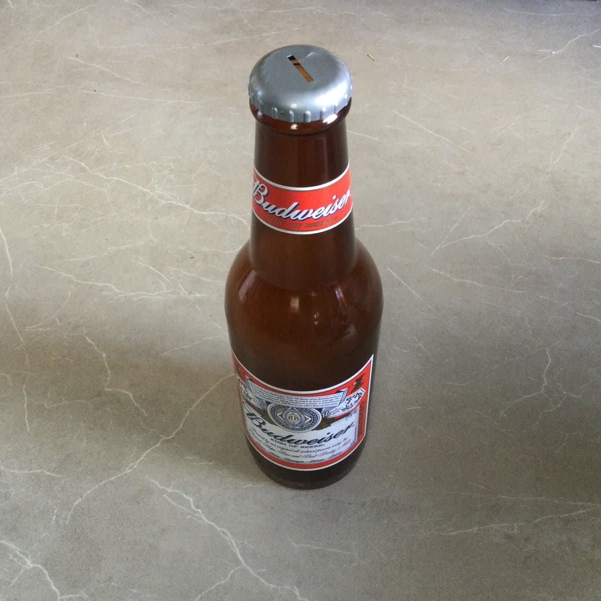 Bowling Spaarpotfles 'Budweiser' spaarpot bruin 60 cm hoog, herbruikbaar