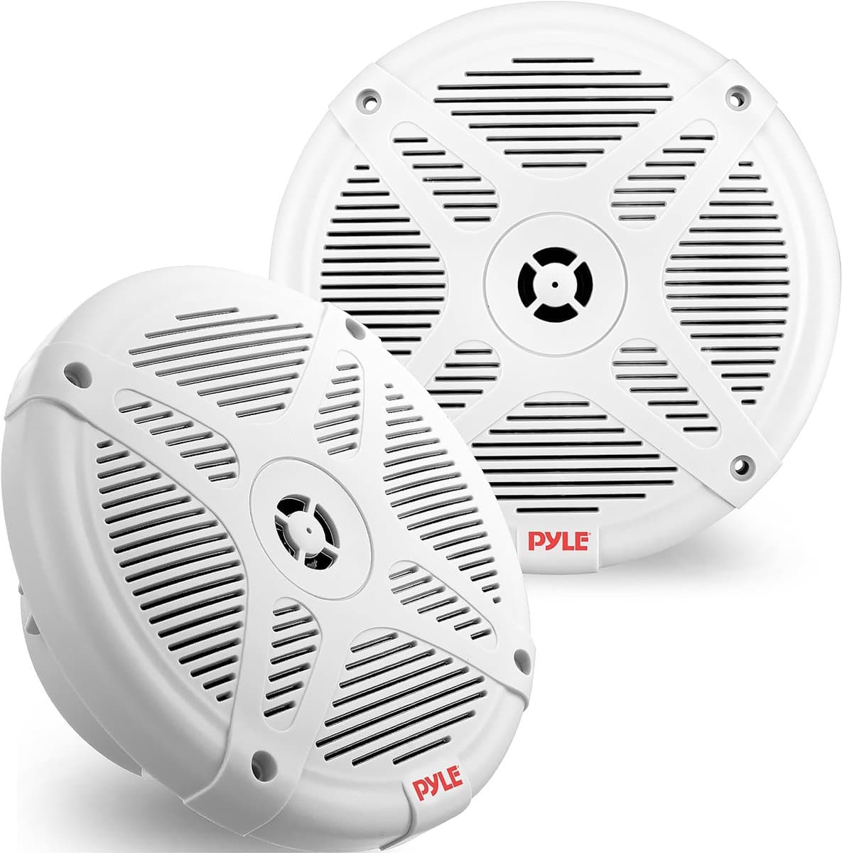 Pyle Marine Luidsprekers - 2-Weg Speakers- Waterdichte en Weerbestendige Buitenluidsprekers - 600 Watt Vermogen - Laagprofiel Ontwerp – Wit - Set van 2