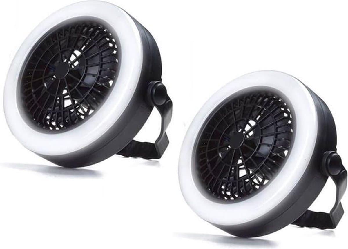 Benson Ventilator met LED Verlichting - 2 Stuks - Met Haak Om Te Bevestigen Aan Plafond Of Tent