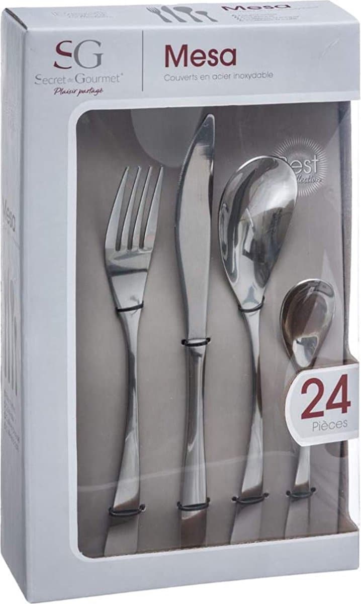 Secret de Gourmet RVS bestekset - 24 stuks, Zilver