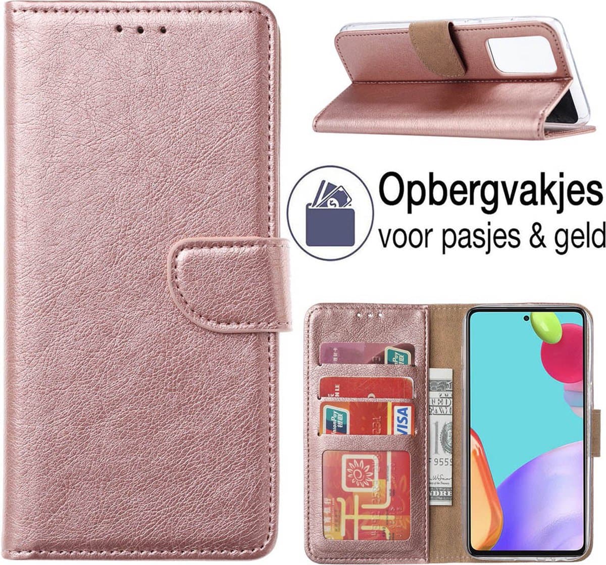 Hoesje geschikt voor Samsung Galaxy S21 Hoesje Book Case - Portemonnee Hoes met pasjeshouder – Rose goud - Epicmobile