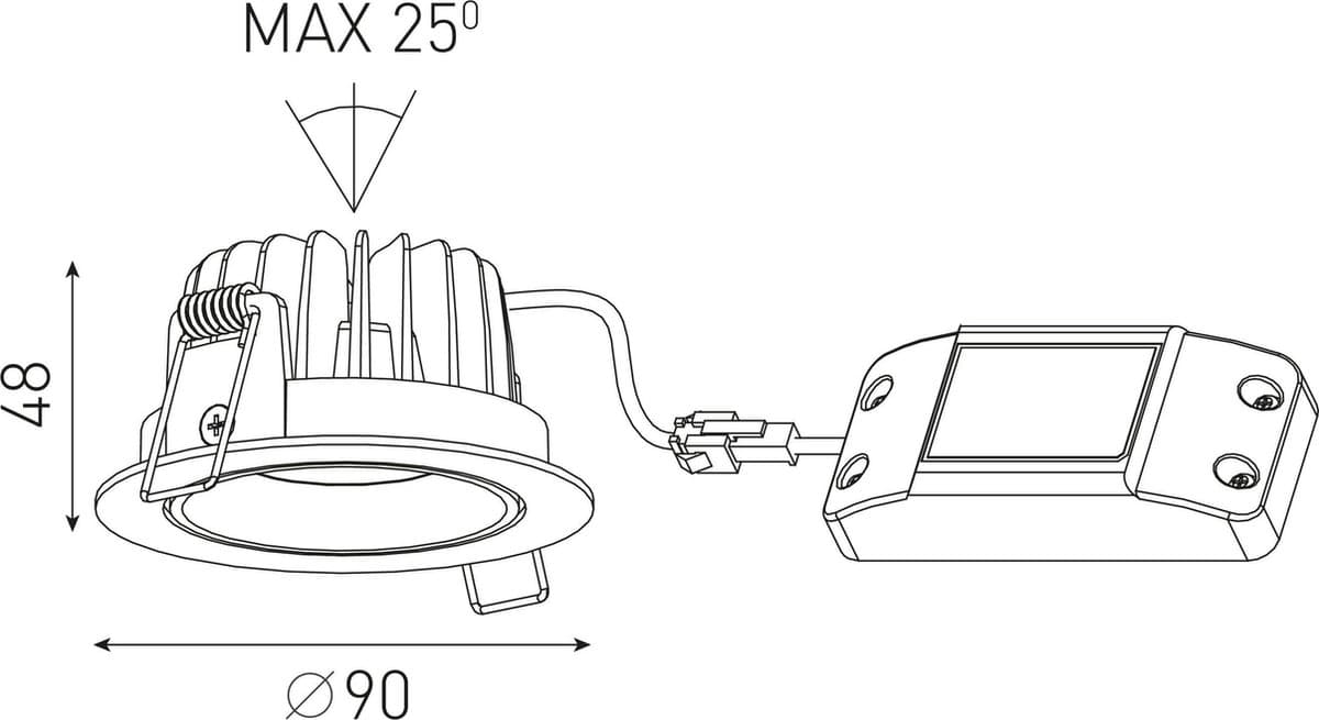 Inbouwspot LED Rond 6.5Watt IP44 Zwart DTW