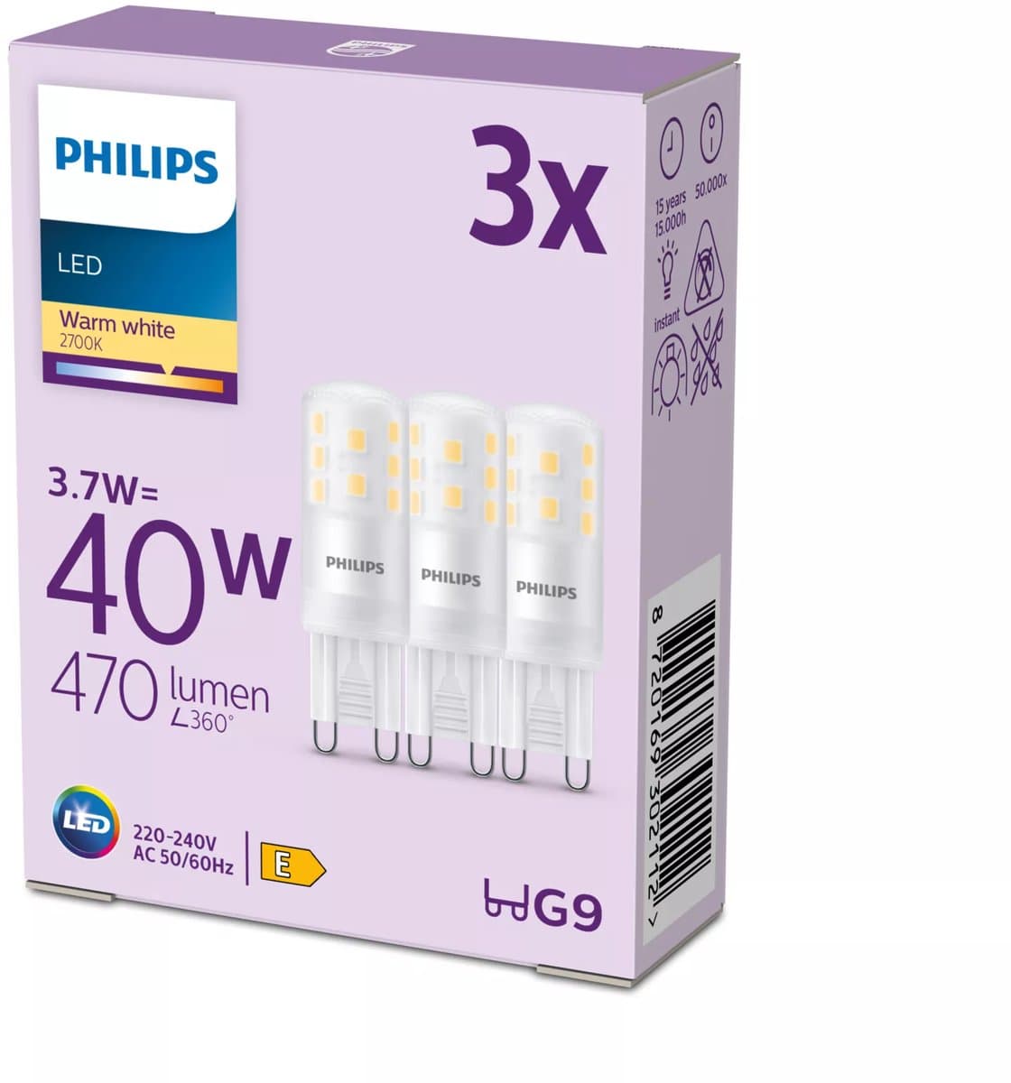 Philips LED Capsule - 40 W - G9 - Warmwit licht - 3 stuks