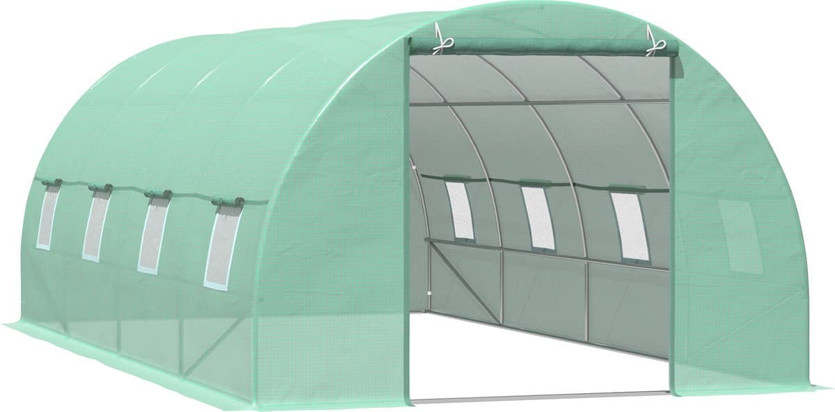 Outsunny tunnelkas - met raam - 595L x 300B x 200H cm - groen