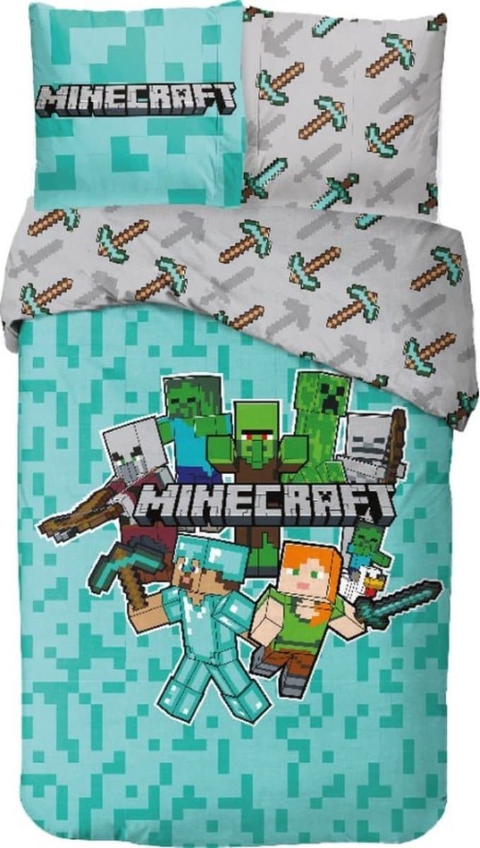 Minecraft - Dekbedovertrek - 140x200 Cm - 100% Katoen – Eenpersoons