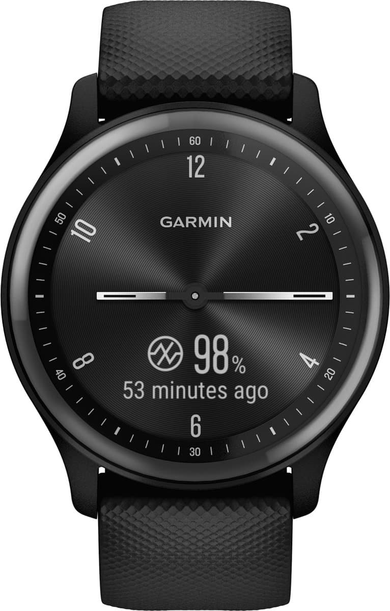Garmin Vivomove Sport - Hybrid smartwatch - Echte wijzers - Verborgen touchscreen - 40mm - Zwart