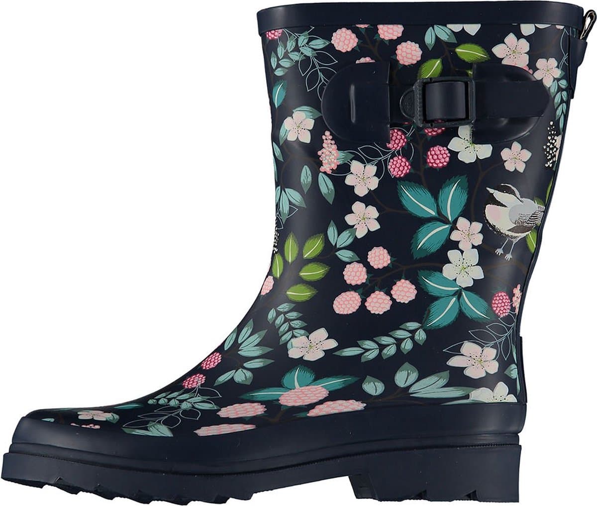 XQ Footwear - Regenlaarzen - Rubber laarzen - Dames - Festival - Bloemenprint - Rubber - donkerblauw - Maat 38