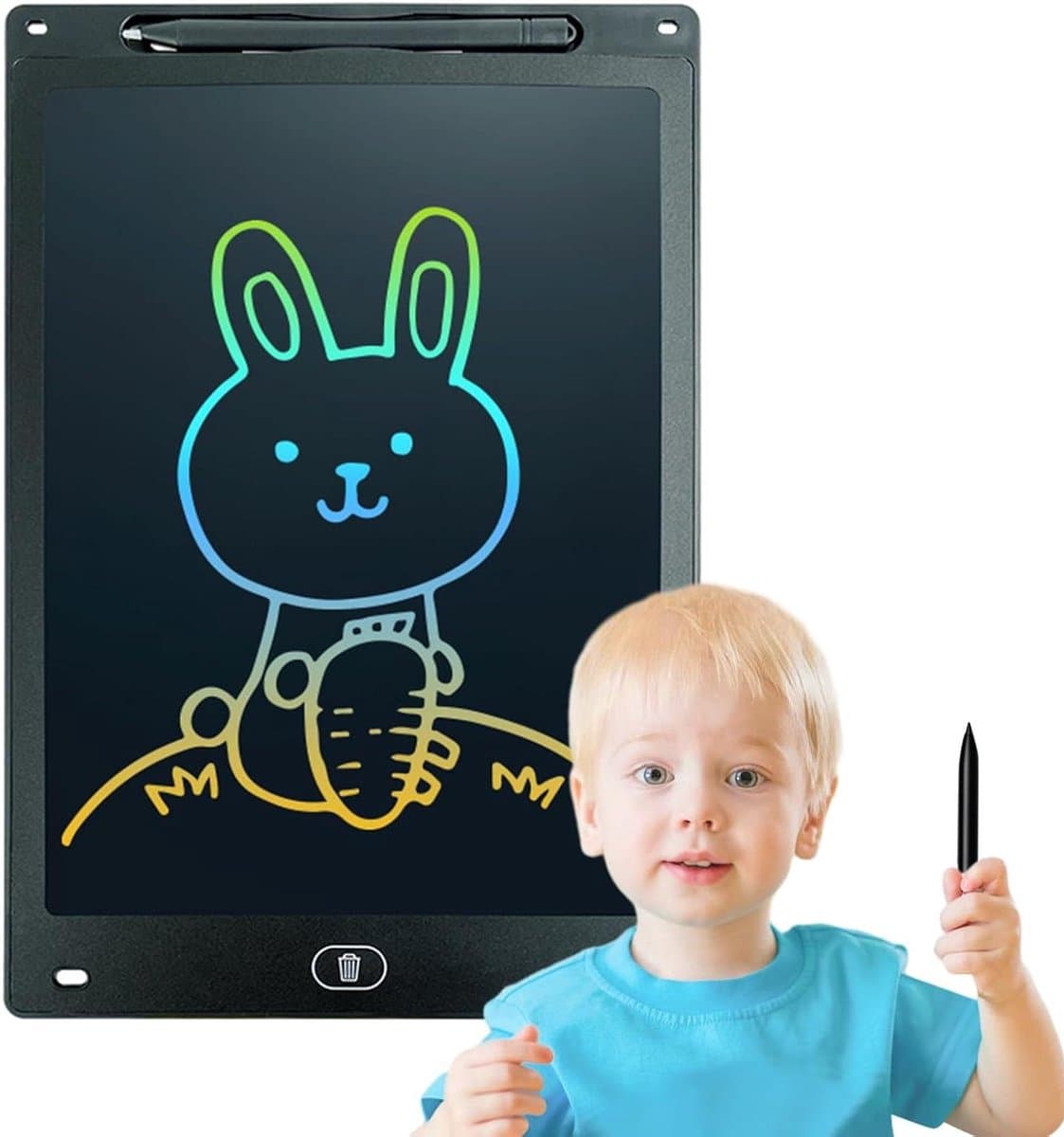 Elektronisch Tekenbord - Kindertablet Schrijven - Creatief Leren - Oogvriendelijk LCD - 21.5 cm - Zwart