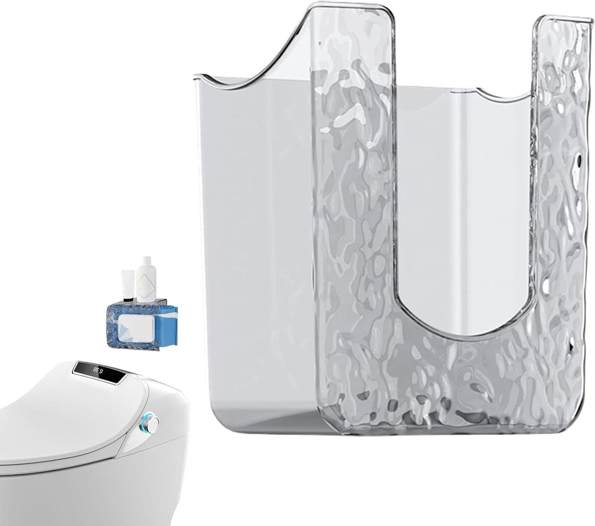 Handdoekdispenser - Wanddispenser Zakdoeken - Huishoudelijk Gebruik - Zelfklevend Zonder Boren - 12.5 x 8.4 x 14.5 cm - Grijs Transparant