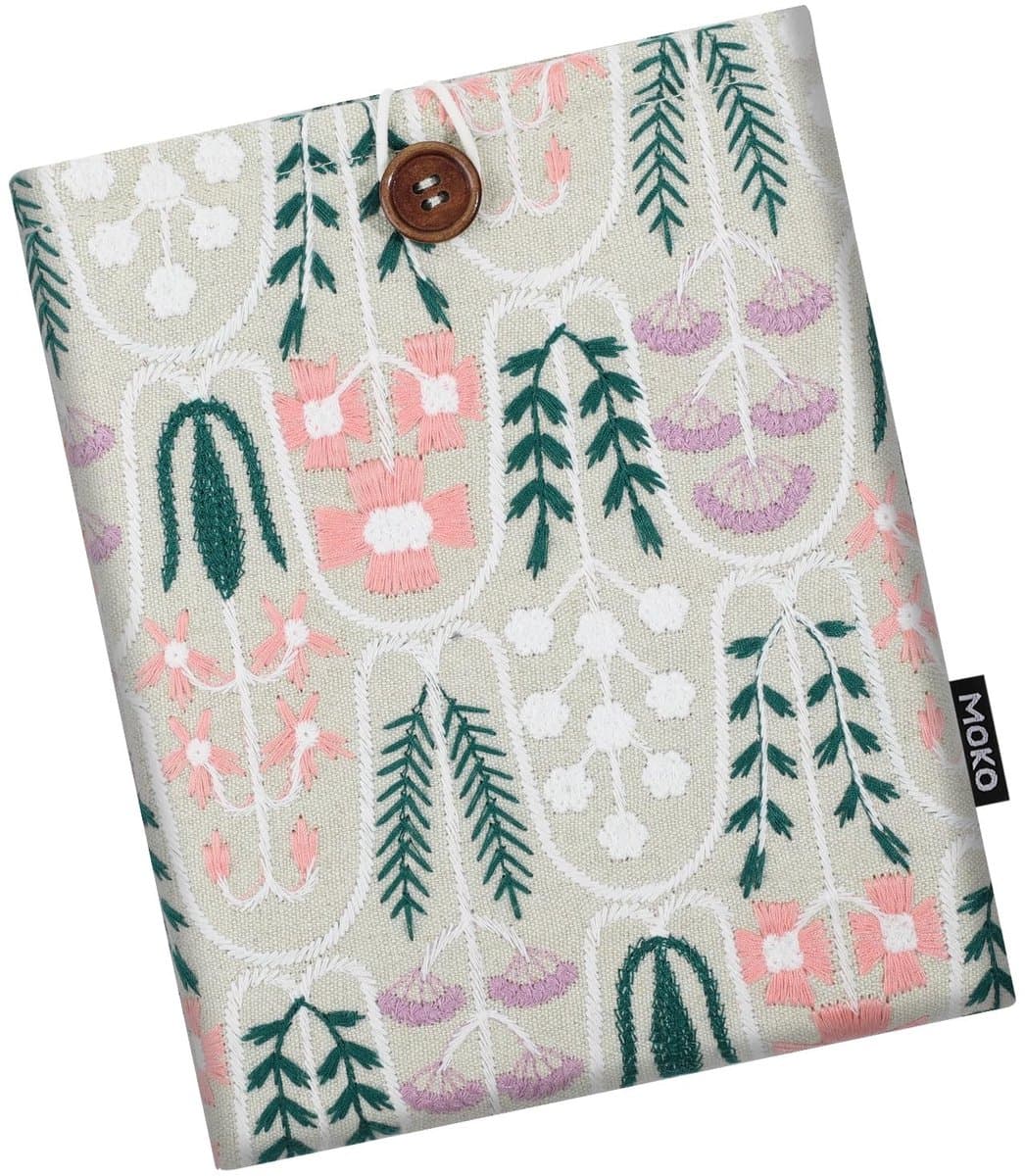 Dailygoods- Pouch voor 7" eReader - Gevoerde Sleeve - Geschikt voor Kindle/Paperwhite/Voyage/Kobo - Beige Bloemen - Schokbestendig - EReader Hoes