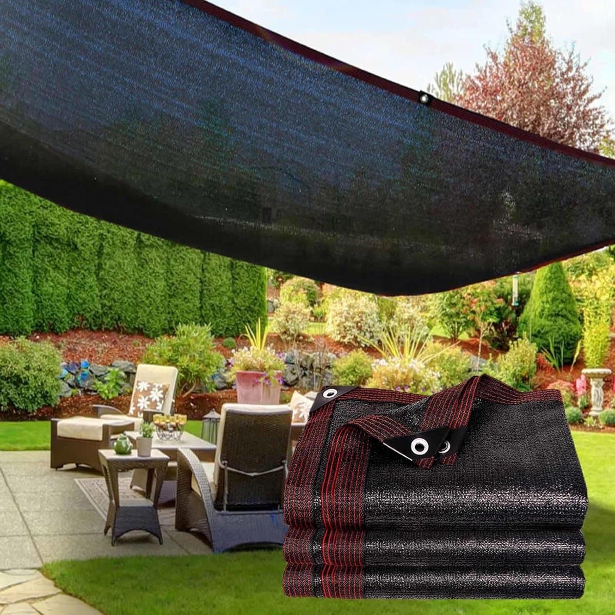 Schaduwdoek Rechthoekig - Tuin zonwering - Buiten ontspannen - UV beschermend - 4x6 meter - Zwart