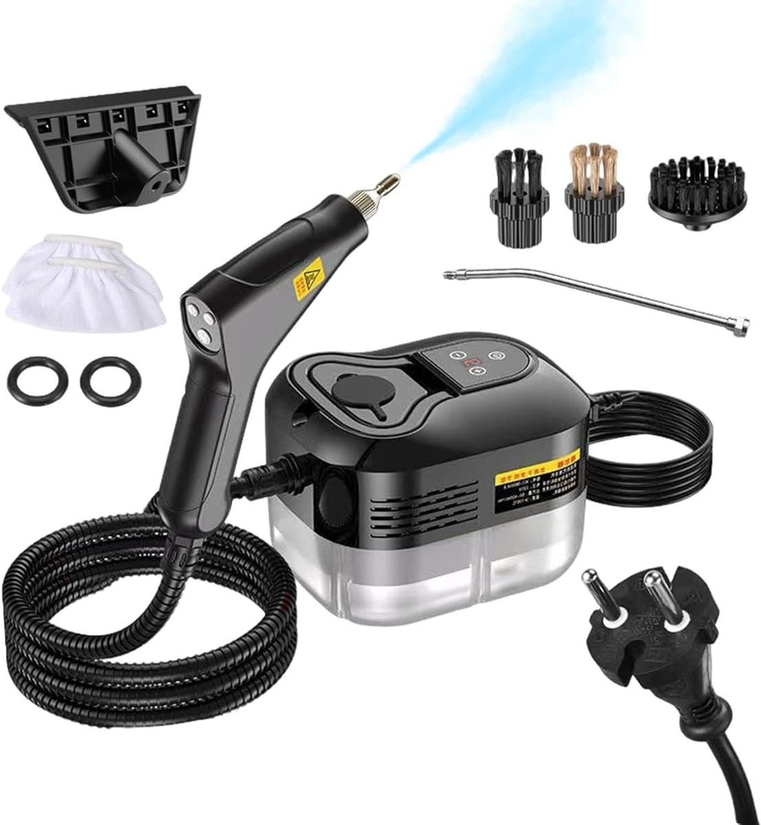 Stoomreiniger Handapparaat - Krachtige Reiniger - Grondige Desinfectie - 6-Traps Stoominstelling - 2500 Watt - Zwart