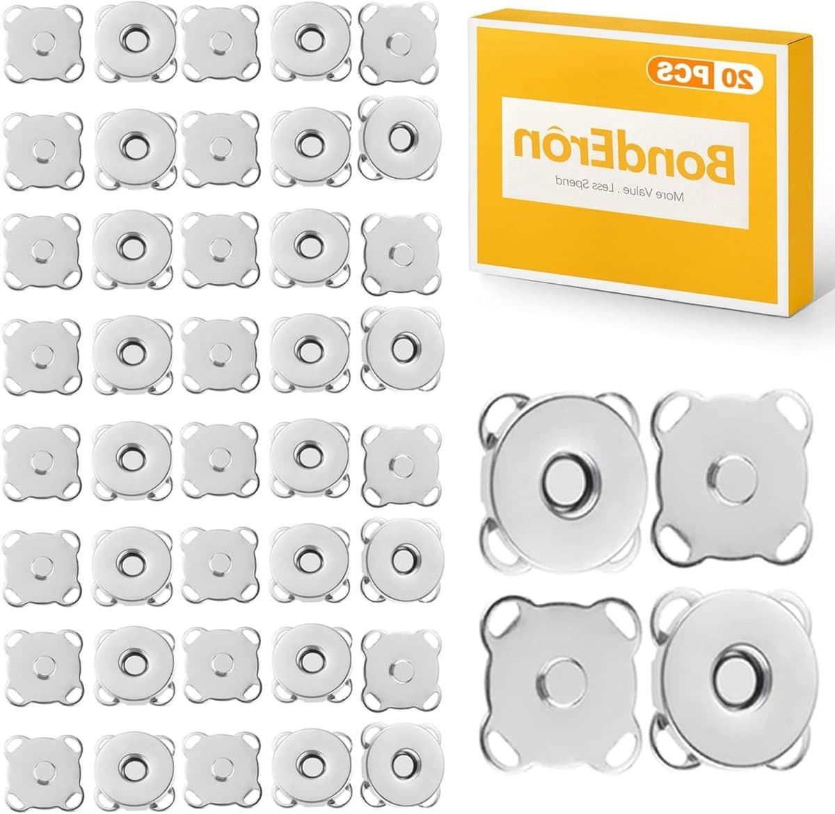 20 Paar Magnetische Knopen 14mm Ronde Metaal Sluitingen voor Naaien, Zilver Drukknopen voor Tassen, Kleding en Rugzakken, DIY Accessoires en Creatieve Projecten