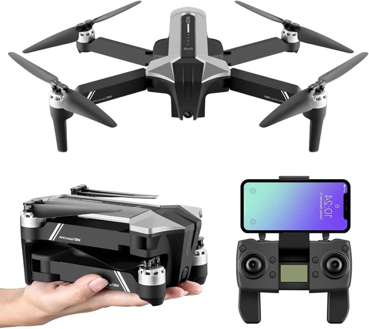 GPS Drone - Quadrocopter Camera - Luchtfotografie Maken - Borstelloze Motor - 30 Min Vluchttijd - Zwart
