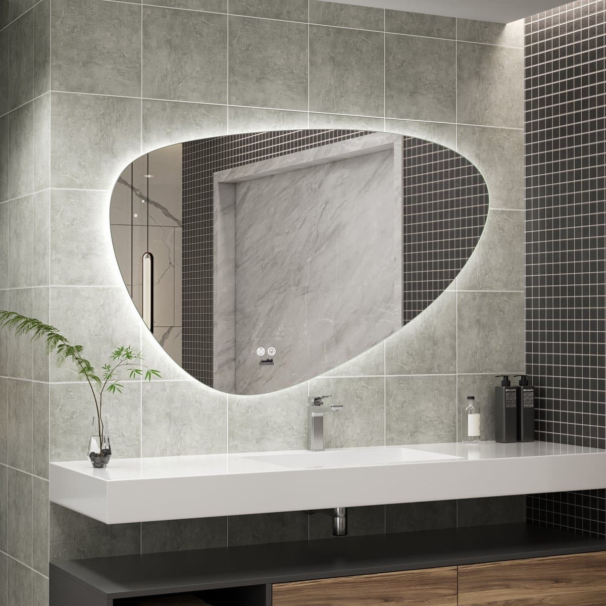 Cityline Badkamer Spiegel met verlichting en Verwarming - Model: Sassari - 75 x 120 cm - LED & Anti-condens - Instelbare lichtkleur - dimbaar - voorzien van touchknoppen