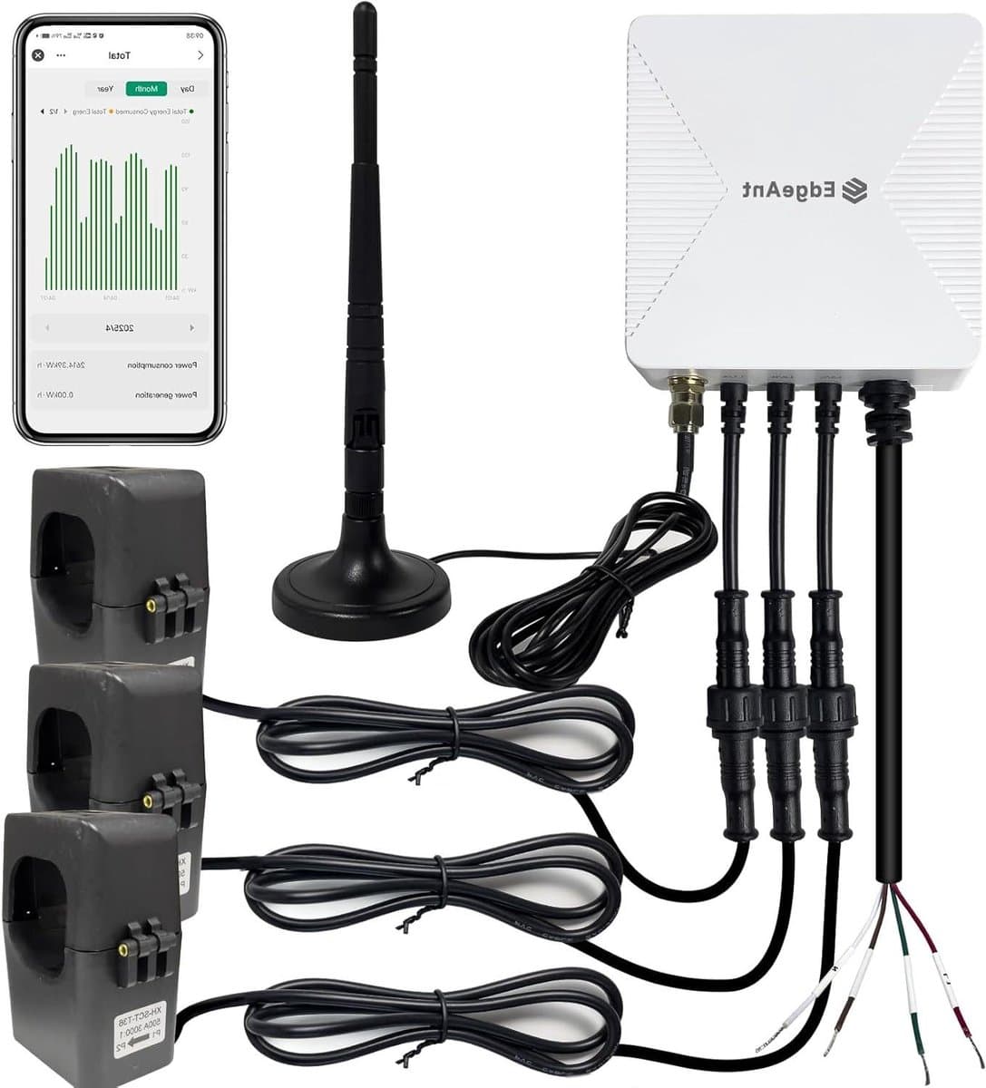 Energiemonitor - Stroommeter WLAN - Energiebeheer Huis - Realtime Meting - 3x 500A Sensoren - Wit