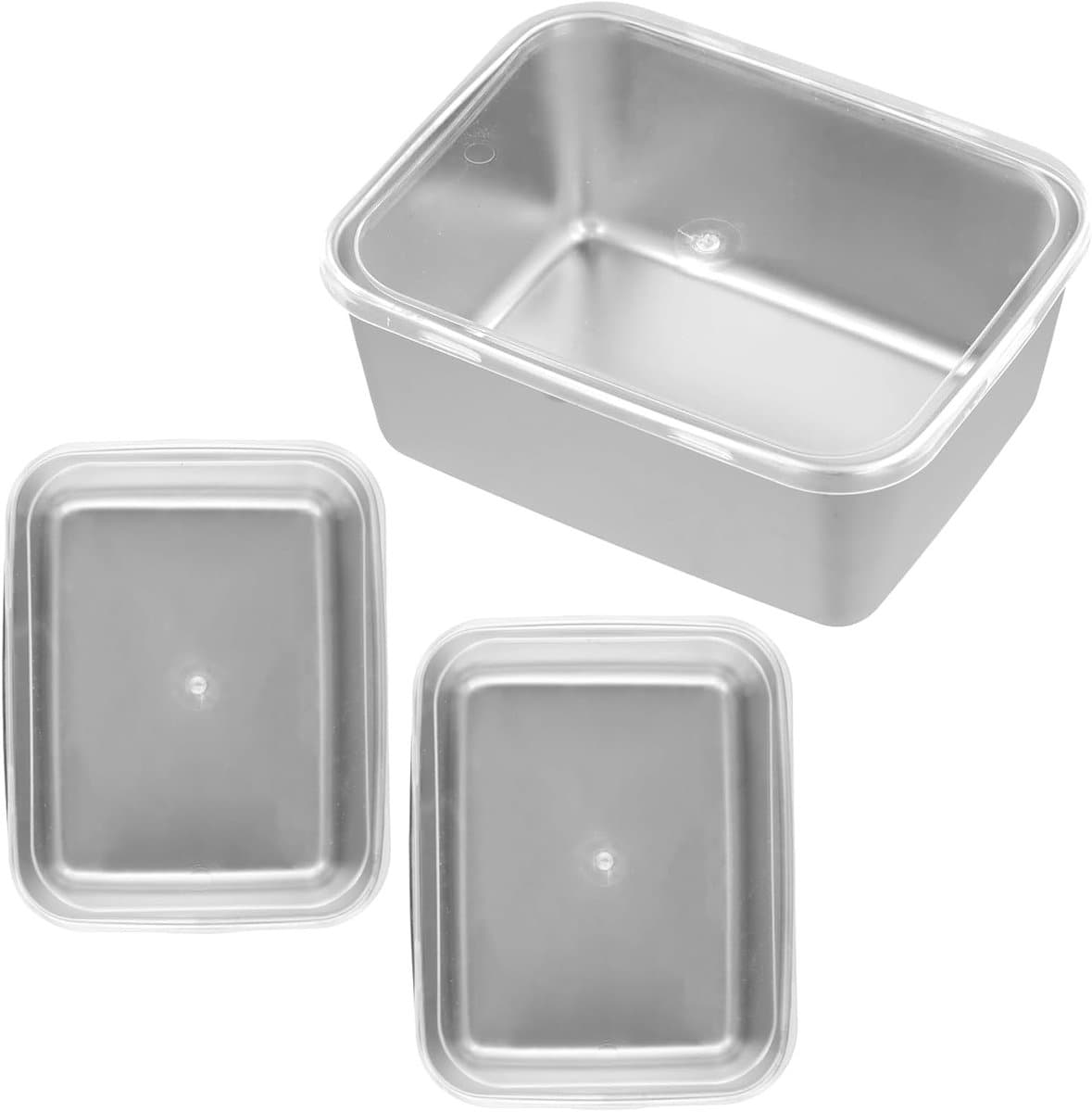 3-delige roestvrijstalen maaltijdbox met plastic deksels - luchtdichte voedselopslag voor vlees, groenten en salades in de koelkast