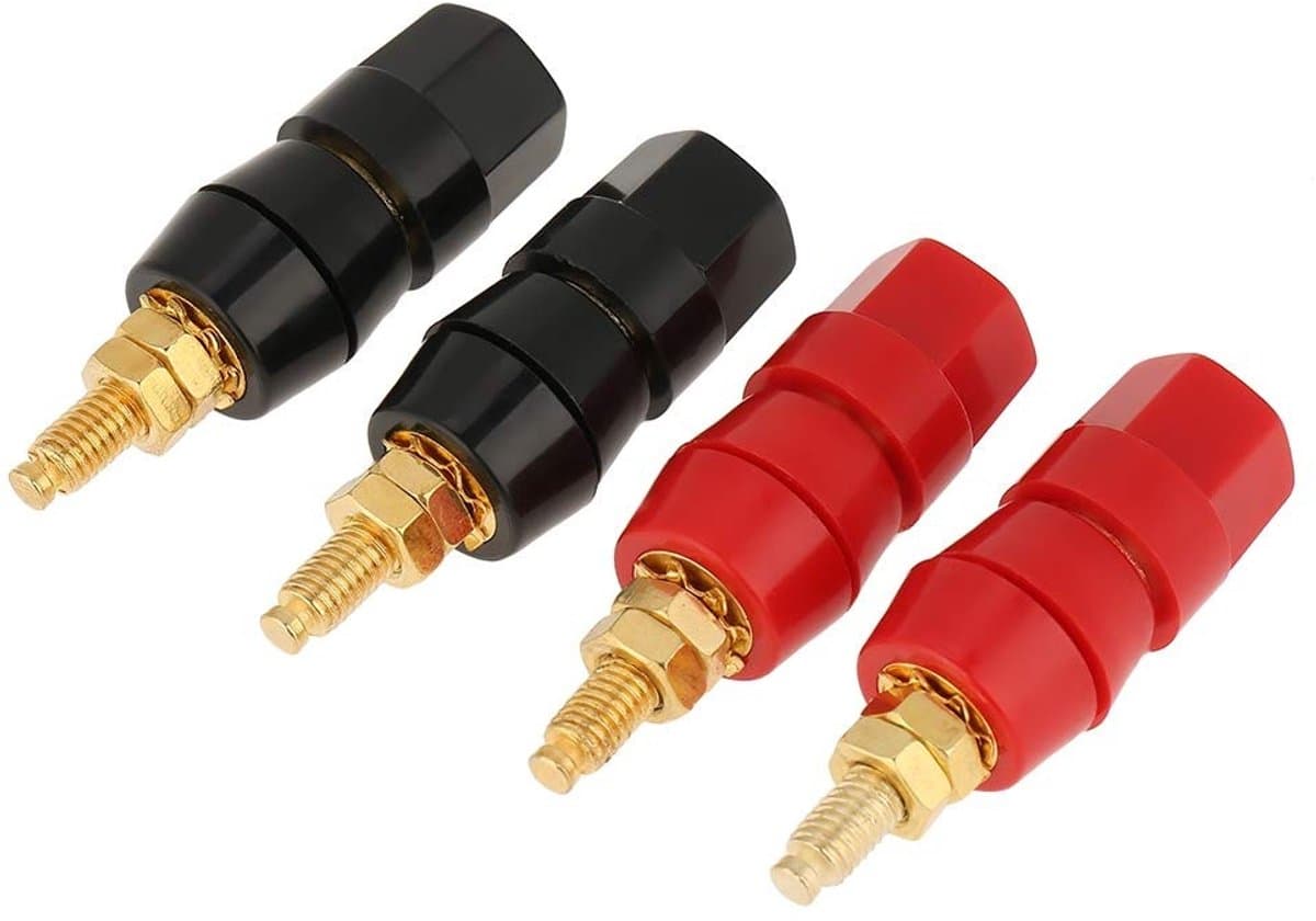 Vt products - Audio Speaker Terminal - Verbeter je Geluidsinstallatie - Zwart en Rood - Banana Plug Jack - Ideaal voor Thuisgebruik - 4 Stuks