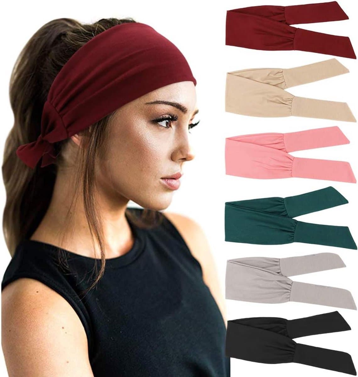 Dames Hoofdbanden - Haarbanden Set - Sport en Yoga - Verstelbaar en Zacht - 6 Stuks - Multicolor