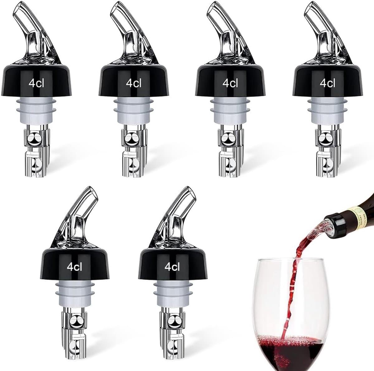 Dailygoods- Dispenser 6 x 4cl - Flessenuitloop - Lekvrij - Geschikt voor Wijn/Cocktails - Universeel Ontwerp - Voedselveilig Plastic - Fles