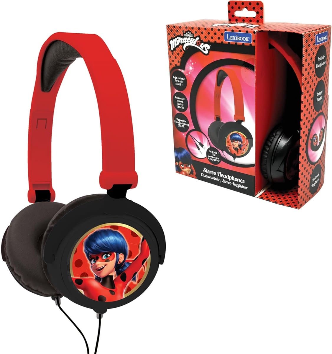 Kinderkoptelefoon - Over-ear headset - Muziek luisteren - Veilig volume - Verstelbaar - Rood