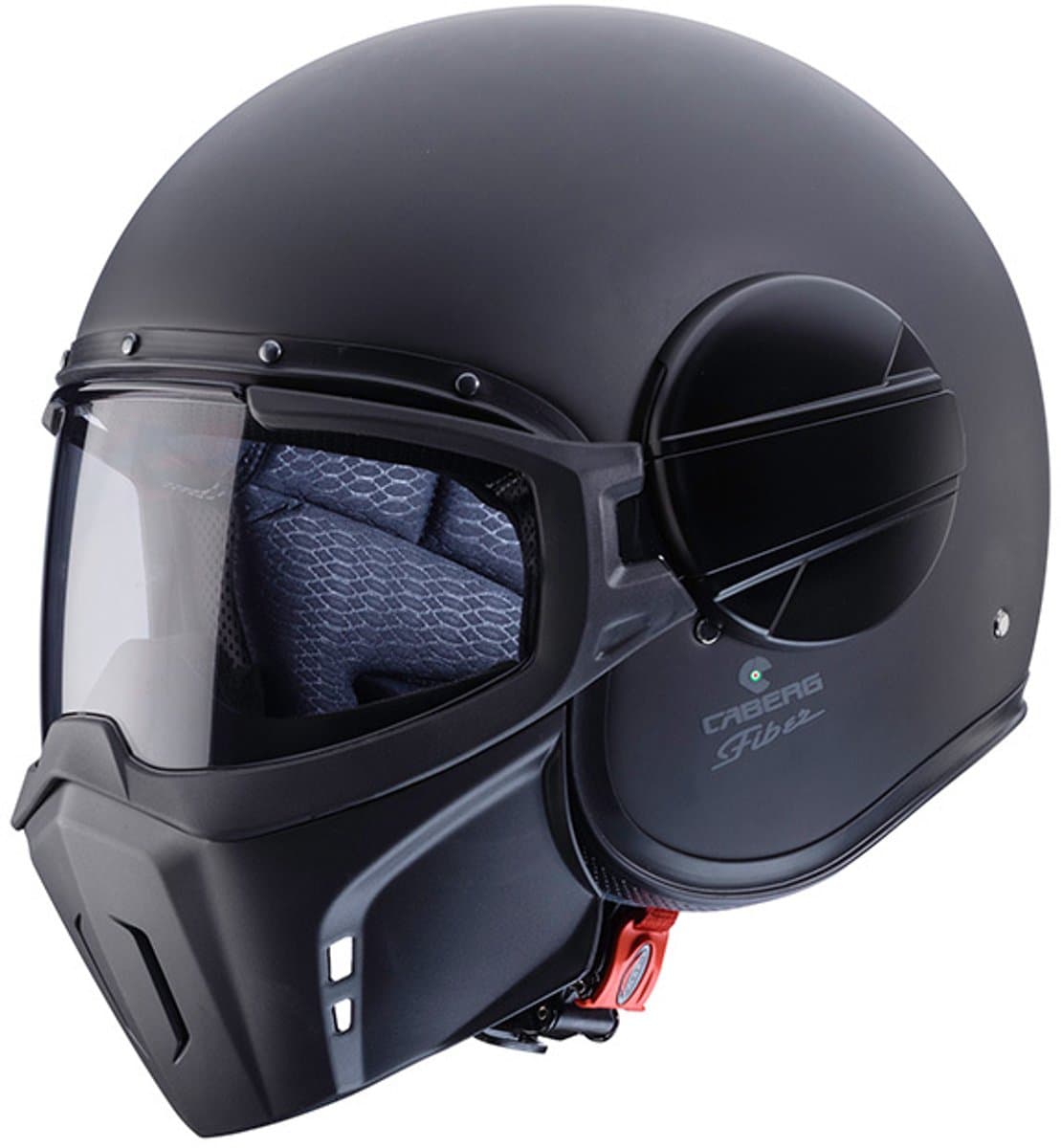 Caberg Ghost - Streetfighter helm - Jet helm Mat Zwart - Maat L (59 t/m 60 cm hoofdomtrek) - Met afneembaar Mondstuk - Fiberglas helm voor Motor of Scooter - ECE 22.06 gekeurd