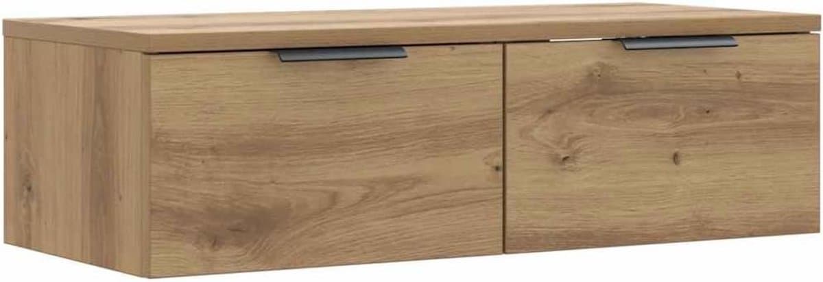 Wandkast Eikenkleurig 68x30x20 cm - Hangende Wandplank en Omlijsting voor TV of Decoratie