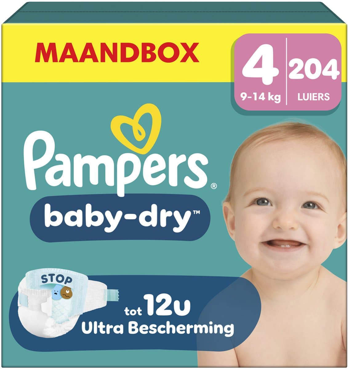 Pampers Baby-Dry Luiers Maat 4– Maandbox 204 Luiers