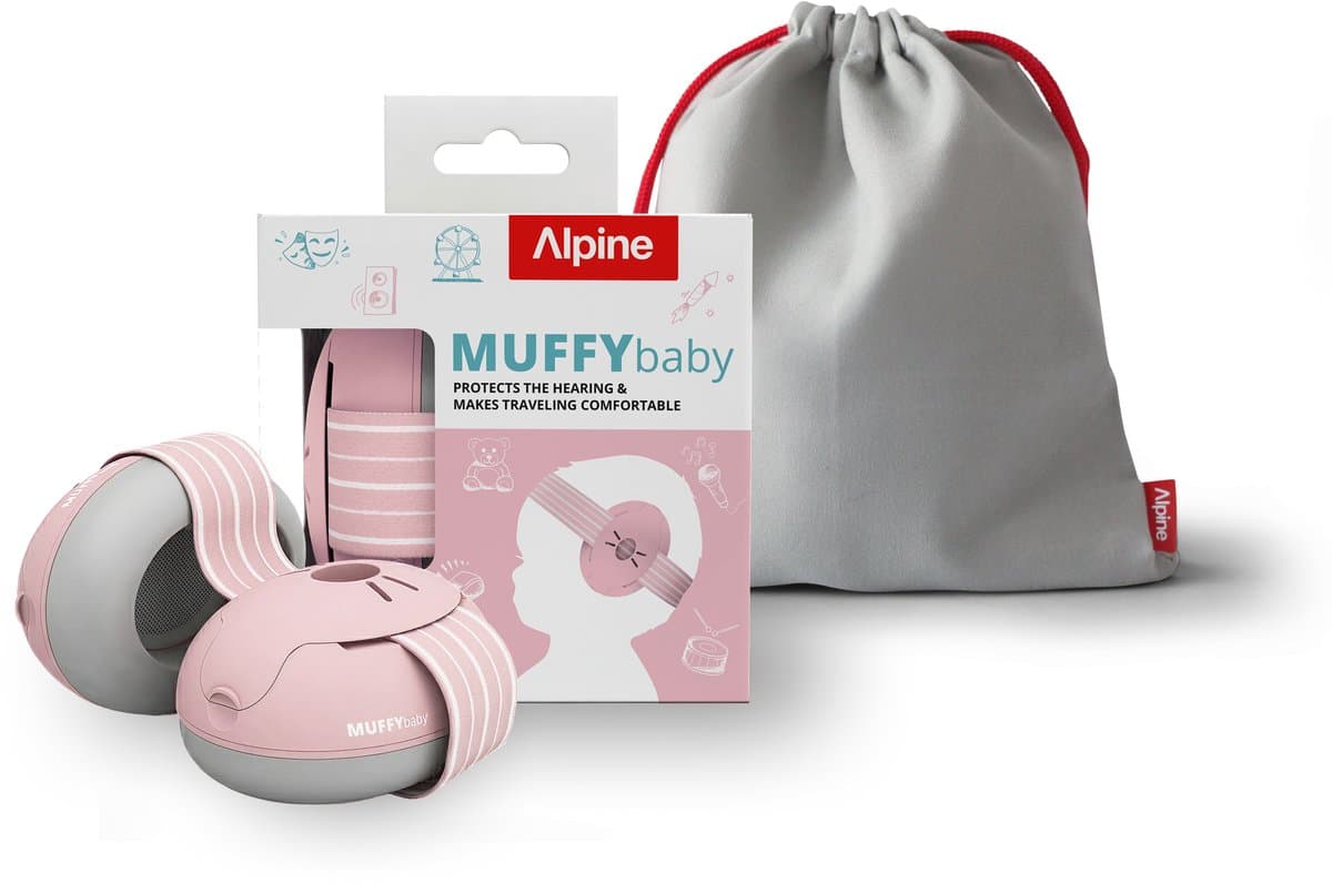 Alpine Muffy Baby Gehoorbescherming - gehoorbescherming voor baby's en peuters tot 48 maanden - geluidsbescherming voorkomt gehoorschade - comfortabele pasvorm - Roze