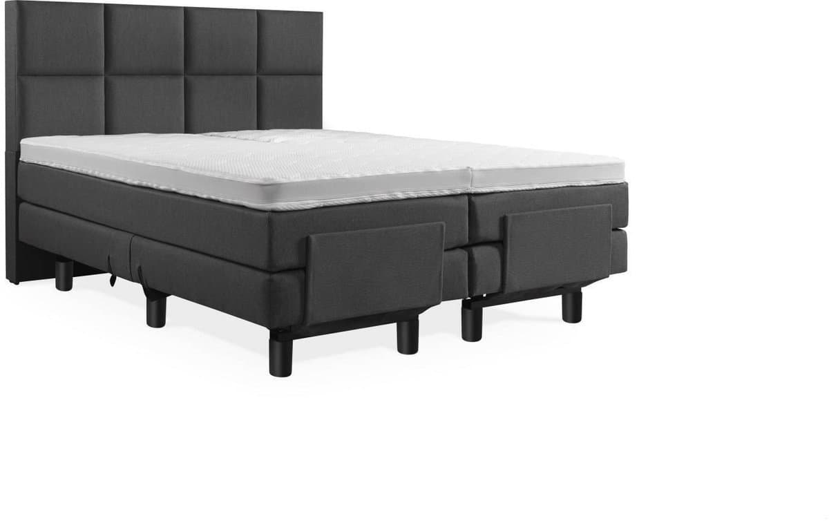 Soft Bedden Elektrische Boxspring - Incl. 8-Vaks Hoofdbord - 2-Persoons - 180x190 cm - Antraciet - Zonder Plint