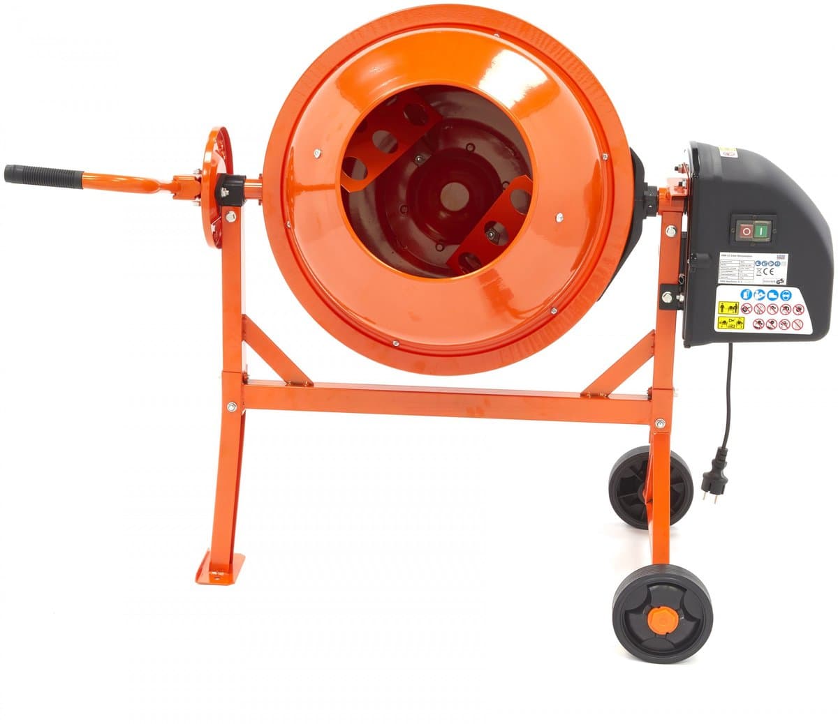 Hbm 63 liter betongblandare - Portabel cementblandare i stål - 230 Volt, 50 Hz - Trumhastighet 27,5 O/min - Kapacitet: 63 liter - Vikt 28 kg - 267 mm