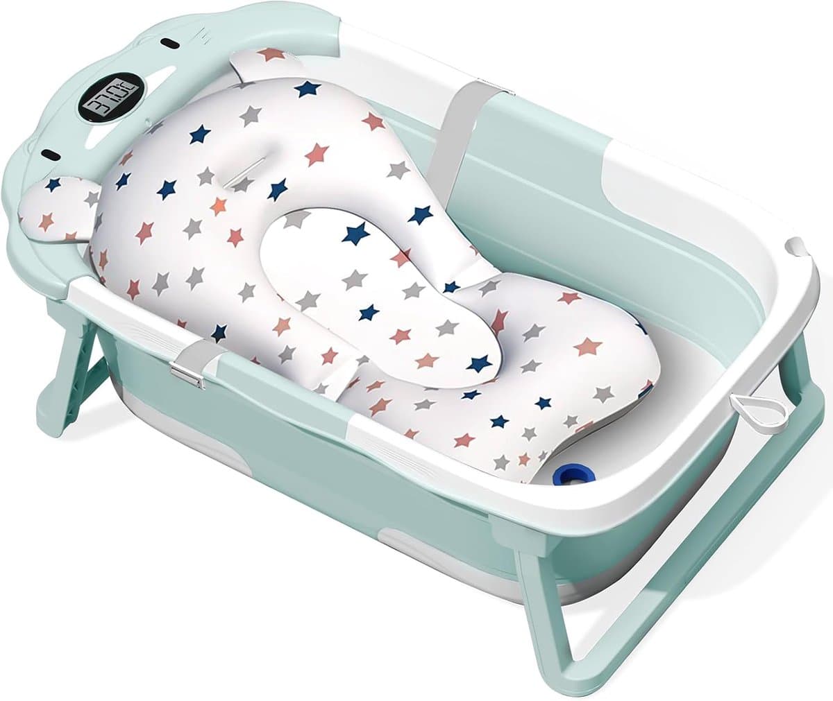 Babybad, babybad met zitmat en thermometer