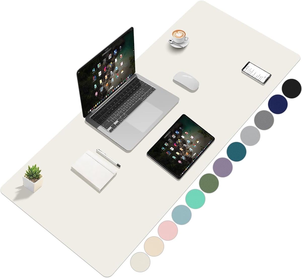 Bureauonderlegger wit 120 x 60 cm, kunstleren beschermende onderlegger voor bureau