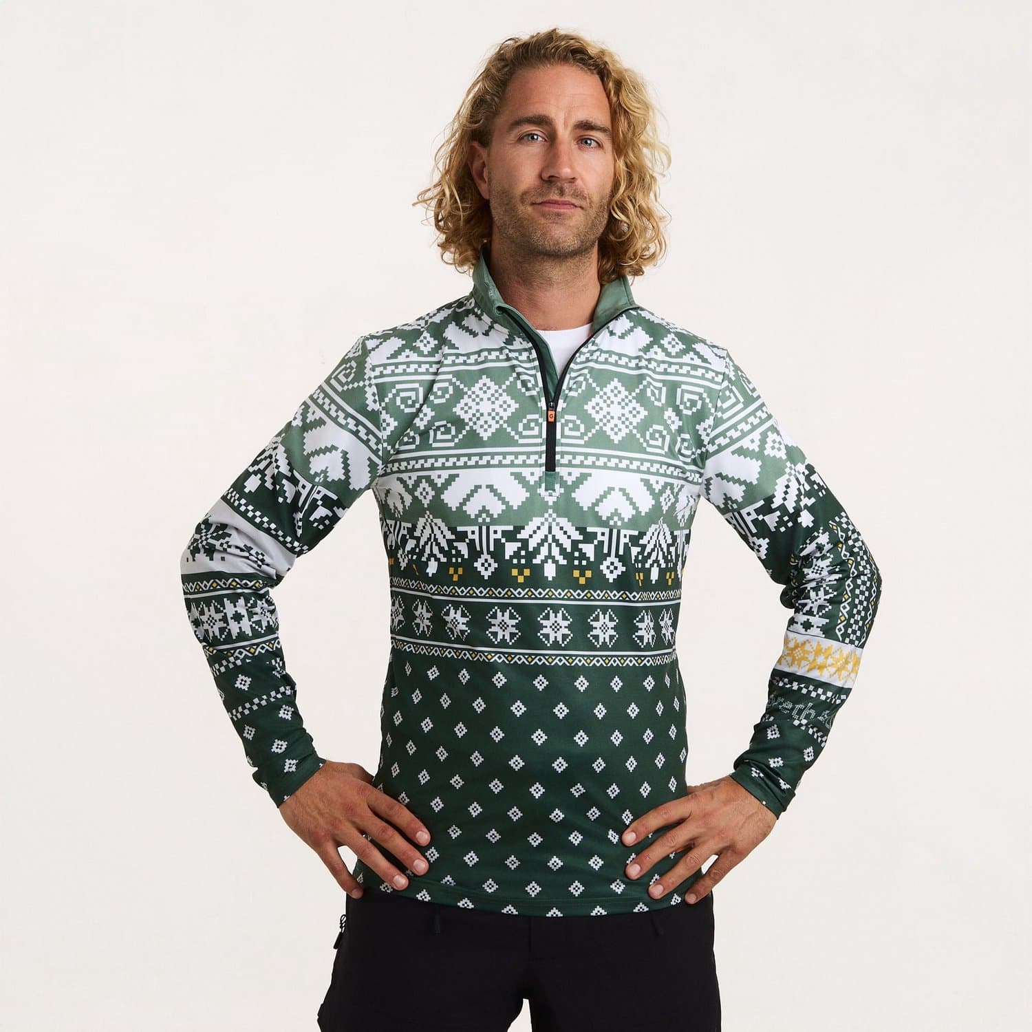 Gareth & Lucas - EVO Skipully Nordic Green - L - 100% Gerecycled Polyester - Midlayer Sportshirt - Wintersport